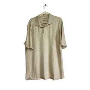 John Ashford Beige Polo Men's Shirt Short Sleeve 100% Cotton Size XL
